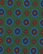 Load image into Gallery viewer, Silk Print Tie in Green/Lapis/Red Medallion
