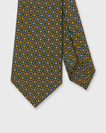 Load image into Gallery viewer, Silk Print Tie in Blue/Gold/Brown Flower Medallion
