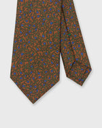 Load image into Gallery viewer, Silk Print Tie in Havana/Olive/Blue Floral Vine
