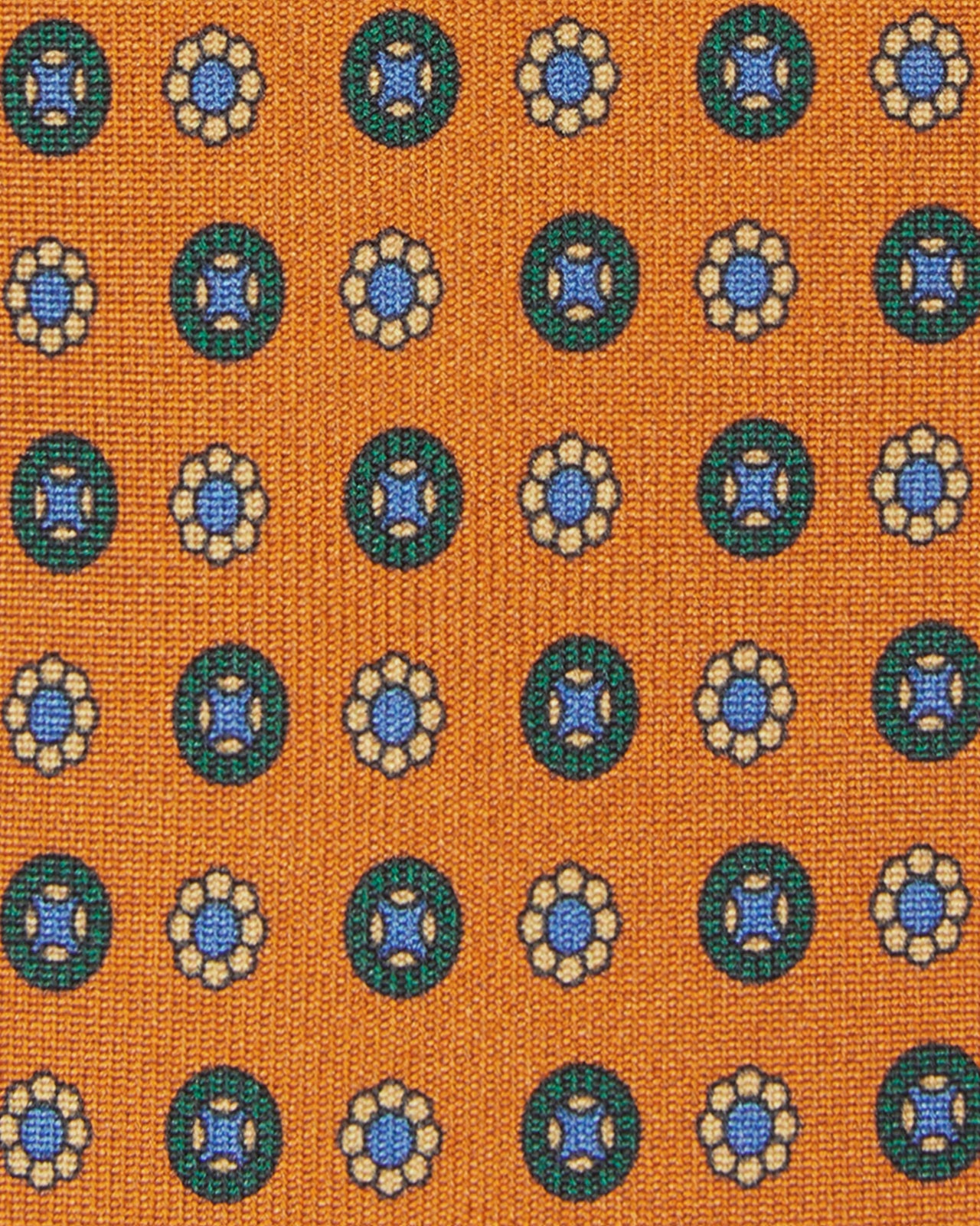 Silk Print Tie in Gold/Blue/Yellow Foulard
