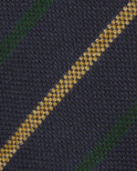 Load image into Gallery viewer, Hand-Rolled Wool Woven Tie in Navy/Forest/Gold Stripe
