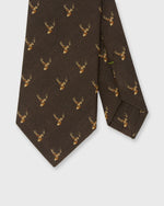 Load image into Gallery viewer, Hand-Rolled Silk/Cotton Club Tie in Brown Stag
