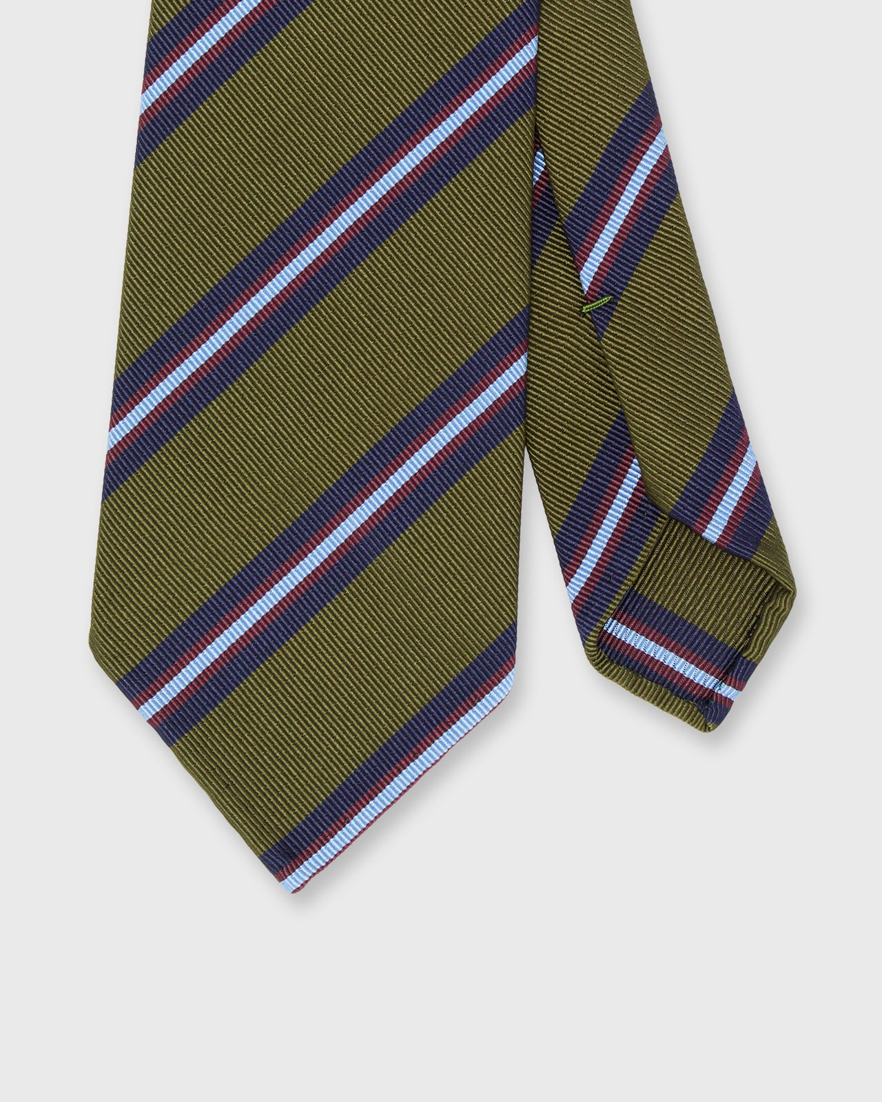 Hand-Rolled Mogador Tie in Olive/Navy/Dutch Stripe