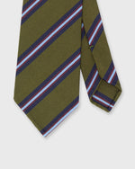 Load image into Gallery viewer, Hand-Rolled Mogador Tie in Olive/Navy/Dutch Stripe

