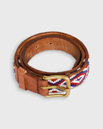 Load image into Gallery viewer, 1.25" African Beaded Belt in Blue/Red Mosi
