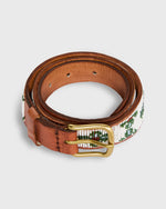 Load image into Gallery viewer, 1.25" African Beaded Belt in White/Green Flower
