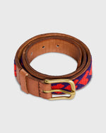 Load image into Gallery viewer, 1.25" African Beaded Belt in Navy/Red All Hearts
