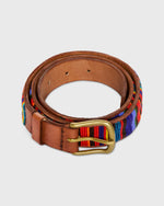 Load image into Gallery viewer, 1.25" African Beaded Belt in Blue/Red Multi Vertical
