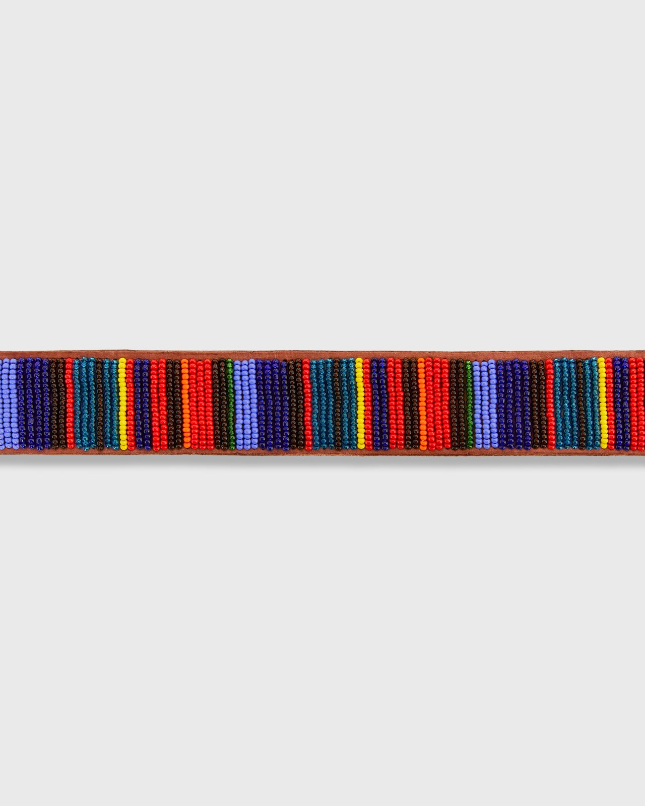 1.25" African Beaded Belt in Blue/Red Multi Vertical
