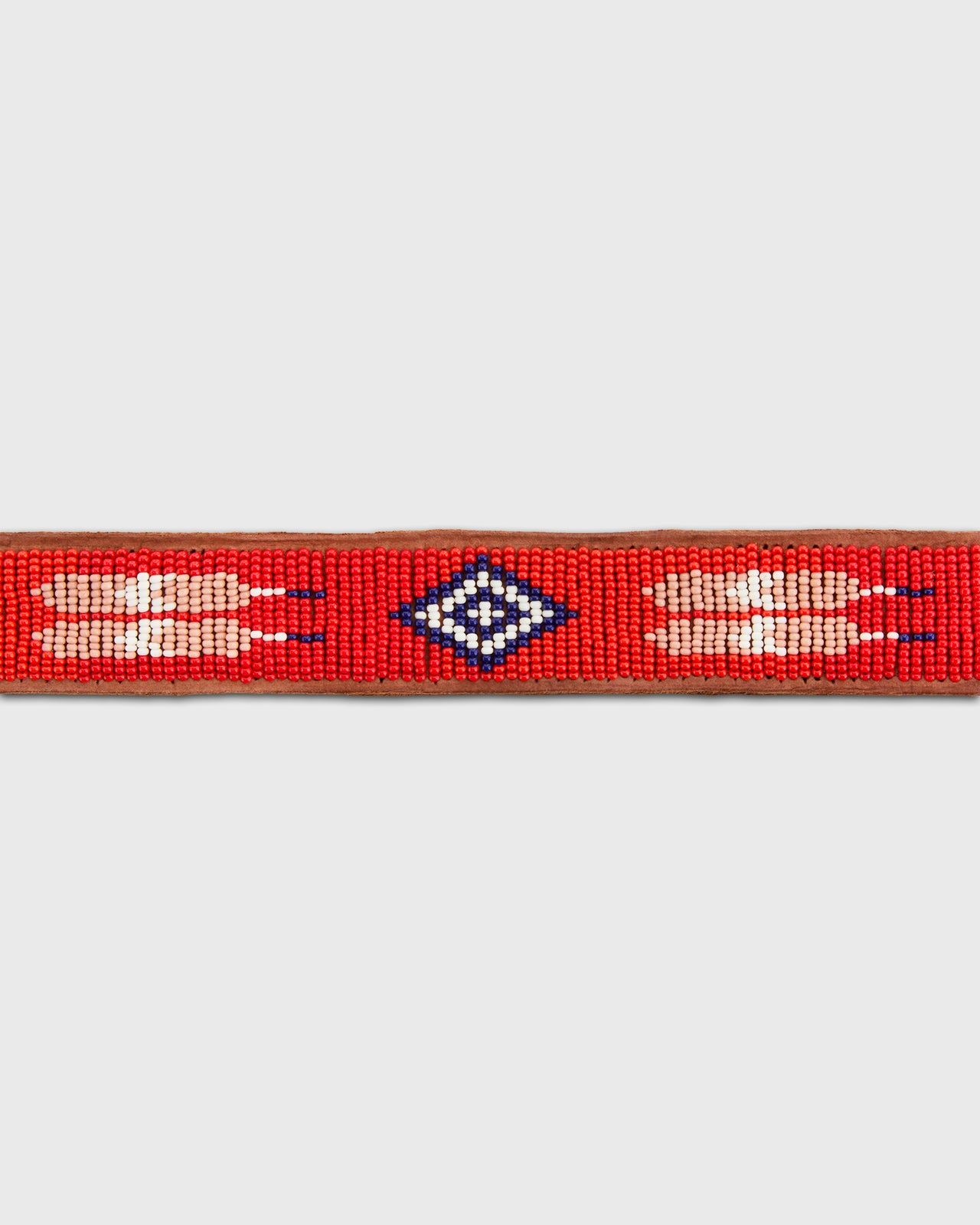 1.25" African Beaded Belt in Red Multi Feather