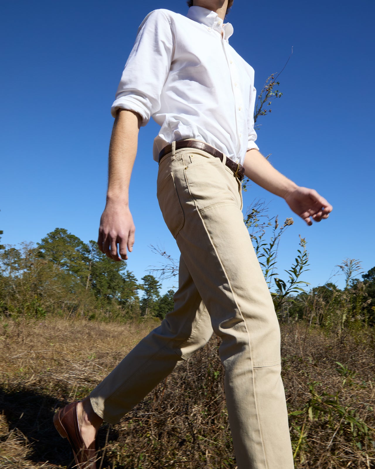 Garment-Dyed Brush Pant in Khaki Canvas