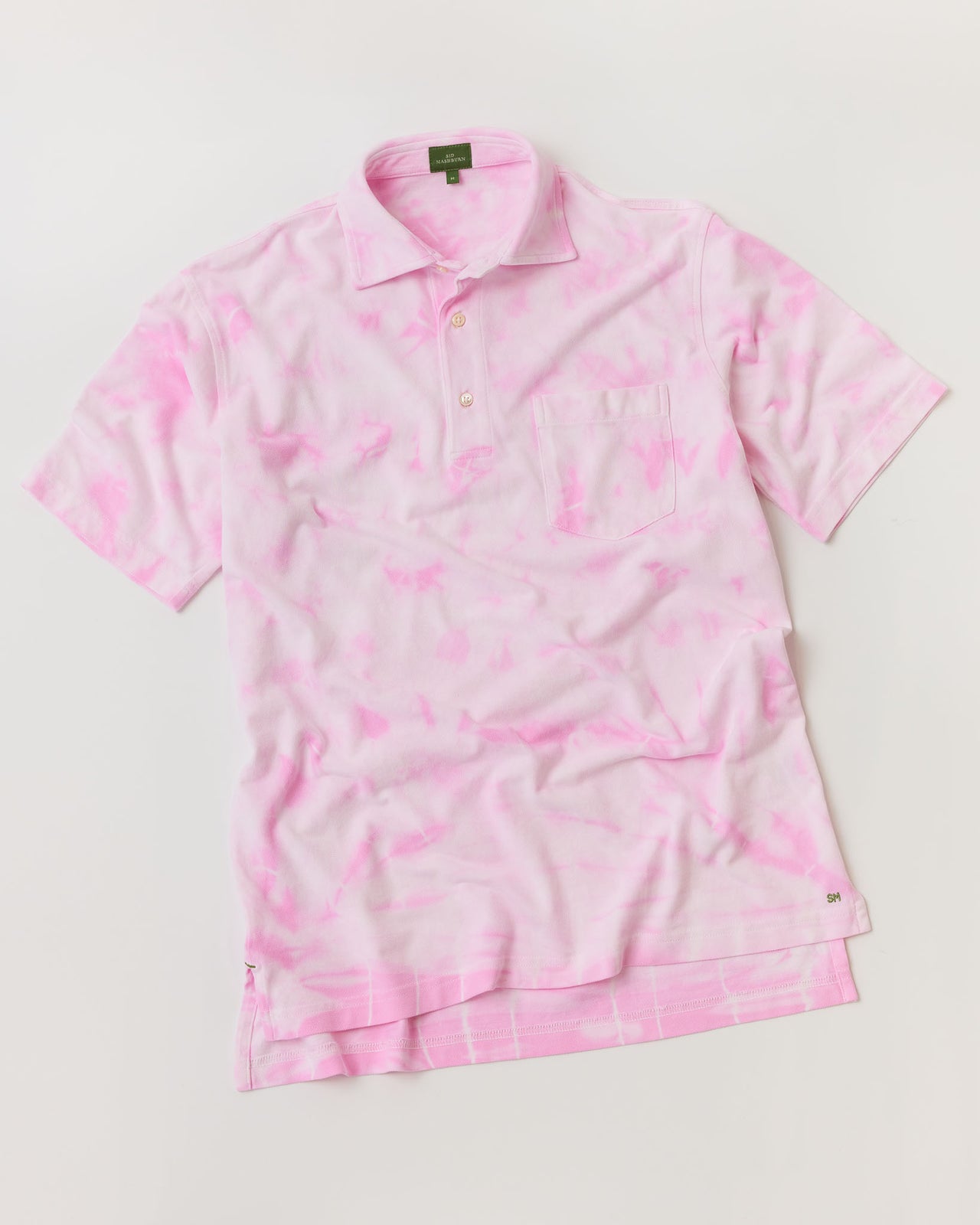 Short-Sleeved Polo in Pink/White Tie-Dye Pima Pique