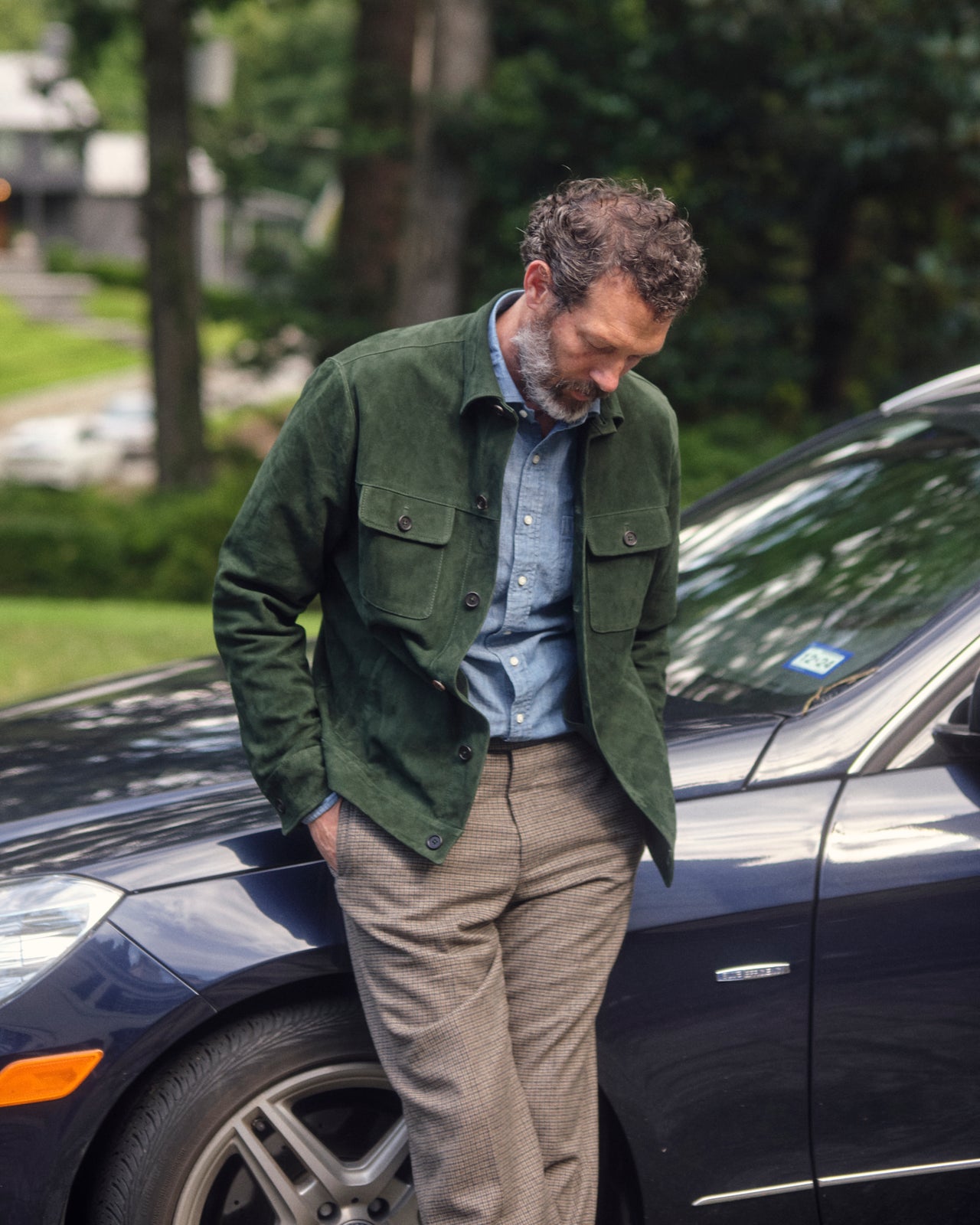 No. 4 Side-Tab Dress Trouser in Oat/Slate/Olive Check Flannel
