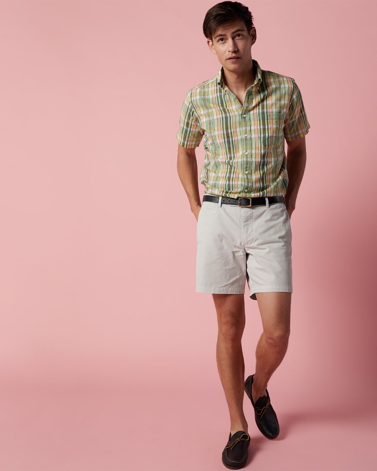 Garment-Dyed Short in Stone AP Twill
