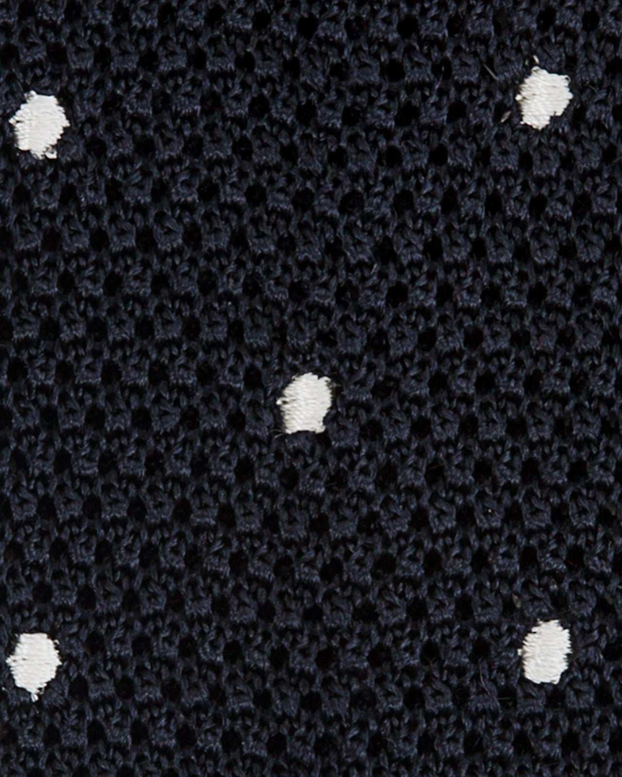 Silk Knit Tie Navy/White Dot
