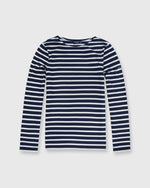 Load image into Gallery viewer, Modern Minquiers Tee Marine/Neige Stripe
