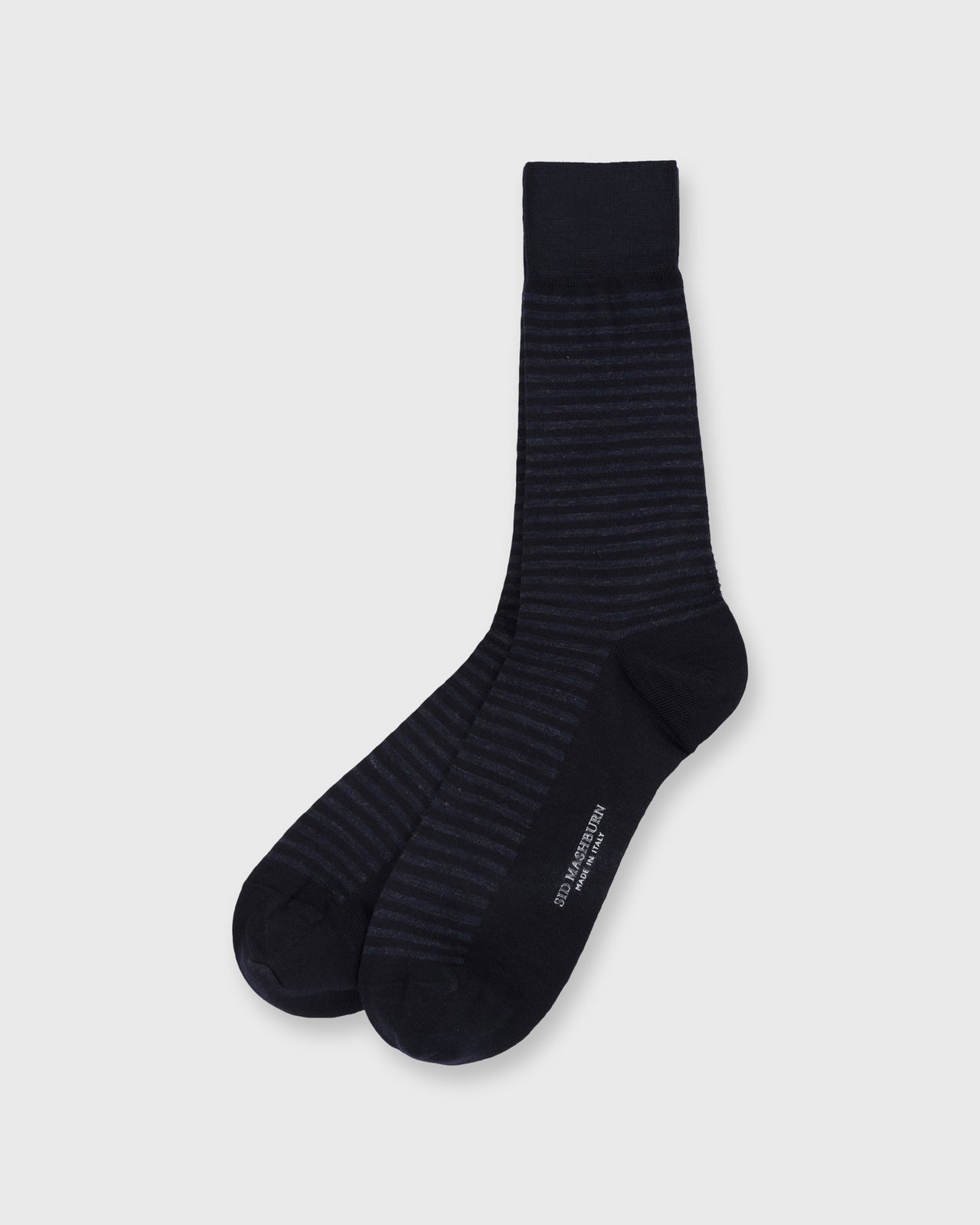 Striped Trouser Dress Socks Navy/Dark Heather Blue Extra Fine Merino