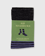 Load image into Gallery viewer, Striped Trouser Dress Socks Dark Heather Grey/Violet Extra Fine Merino
