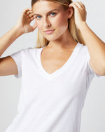 Load image into Gallery viewer, Short-Sleeved Deep-V Tee in White Pima Cotton
