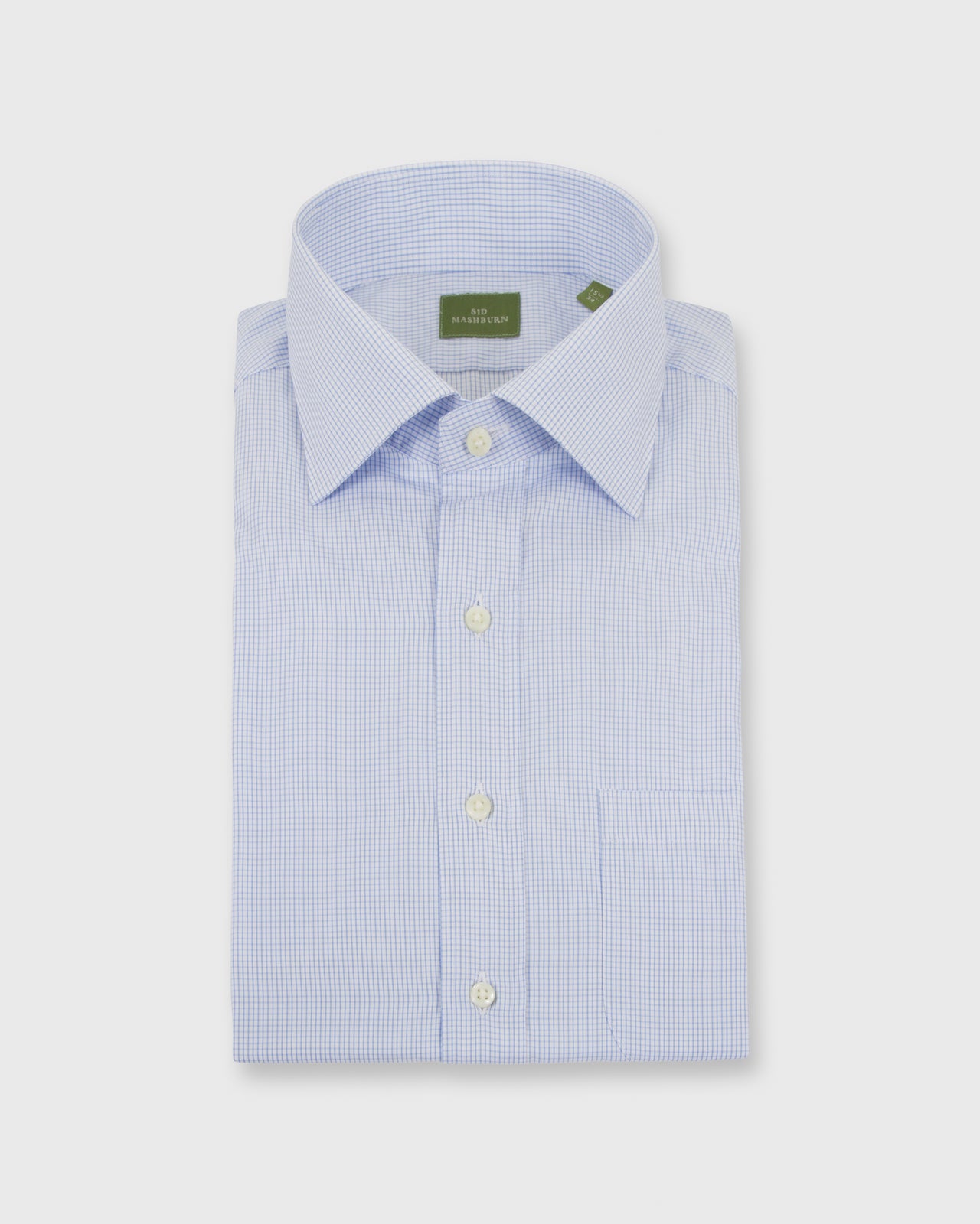 Spread Collar Dress Shirt Sky Graph Check Poplin
