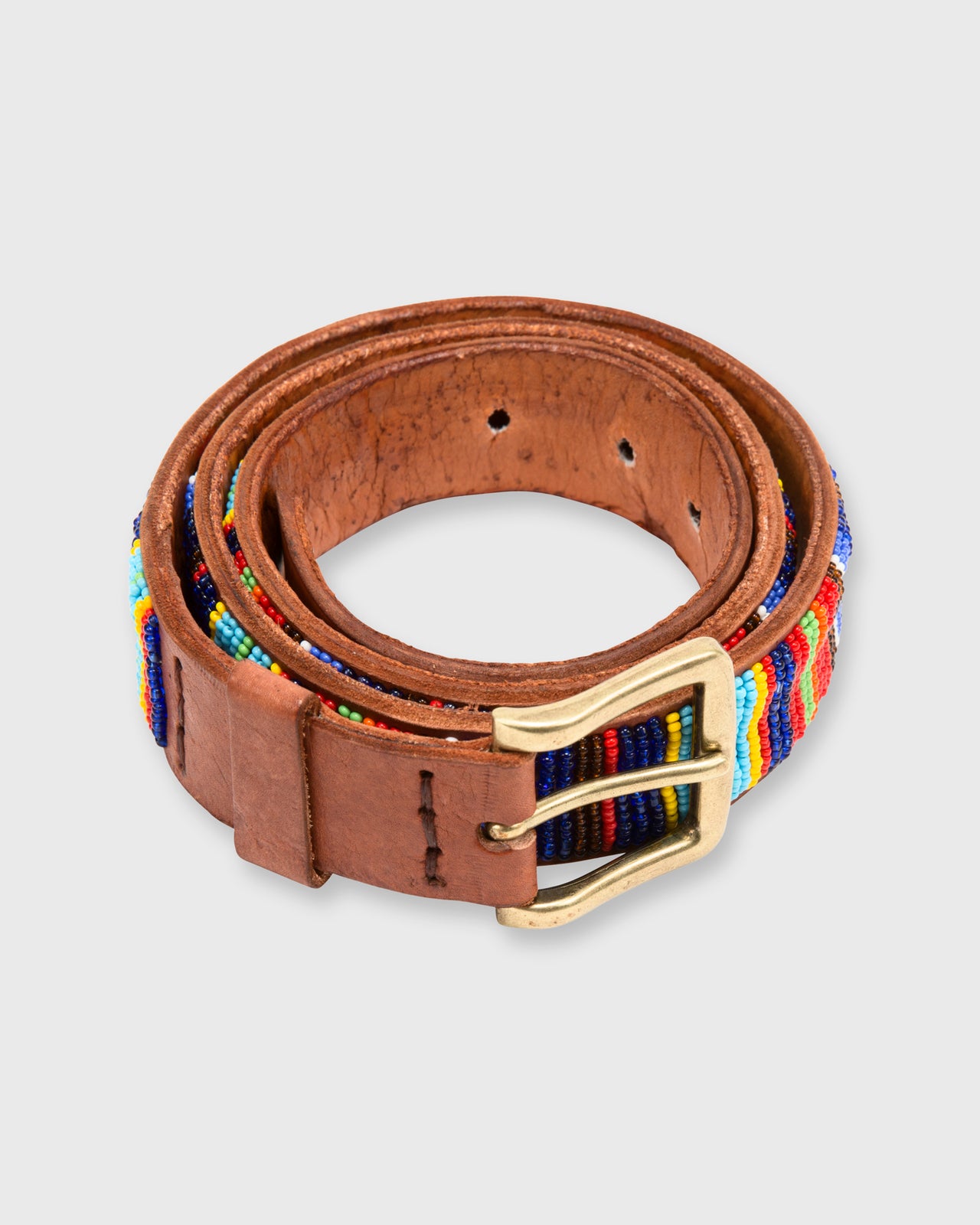 1.25" African Beaded Belt in Multicolor Vertical Stripe