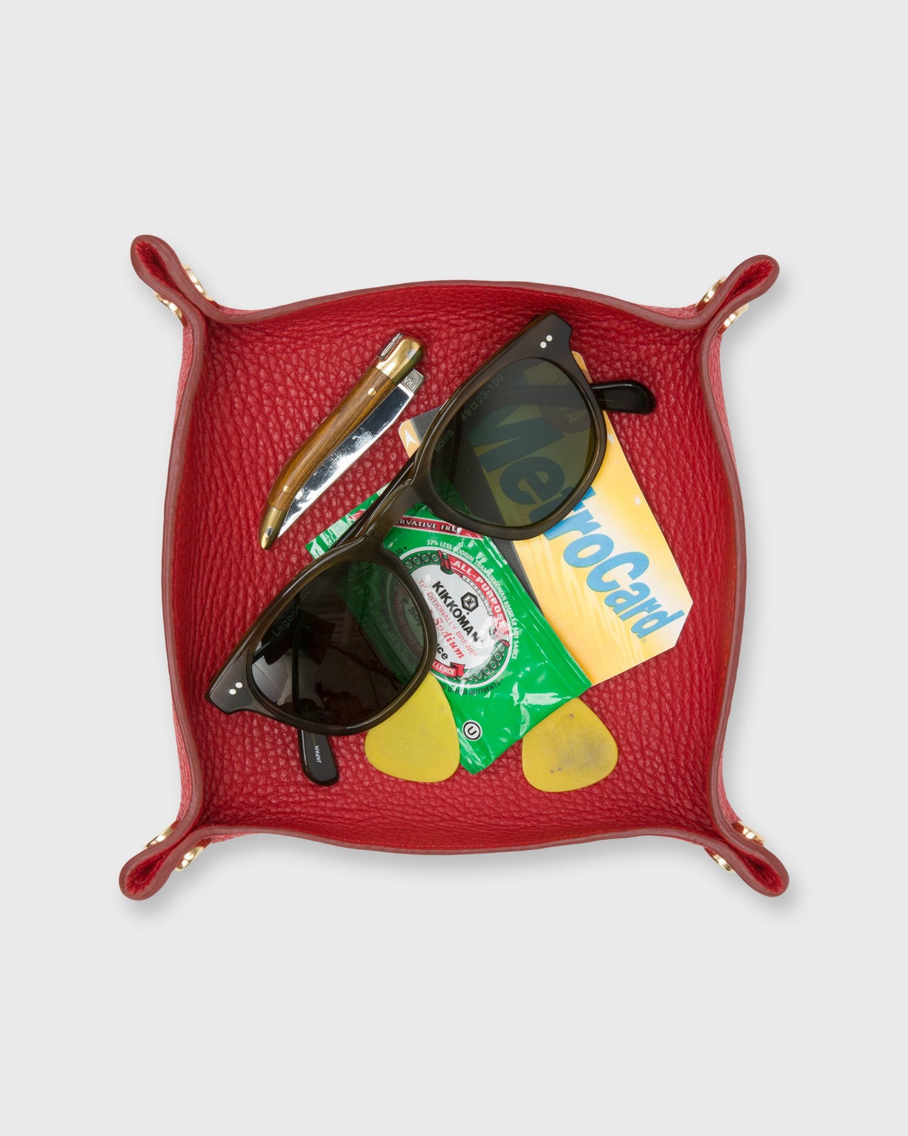 Soft Medium Square Tray Red Alce Leather