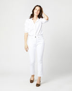 Load image into Gallery viewer, Flare Cropped 5-Pocket Jean in White Stretch Denim
