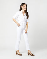 Load image into Gallery viewer, Flare Cropped 5-Pocket Jean in White Stretch Denim
