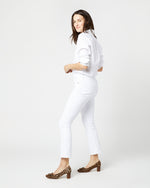 Load image into Gallery viewer, Flare Cropped 5-Pocket Jean in White Stretch Denim
