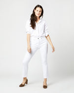 Load image into Gallery viewer, Flare Cropped 5-Pocket Jean in White Stretch Denim
