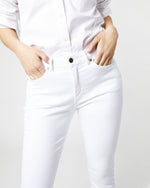 Load image into Gallery viewer, Flare Cropped 5-Pocket Jean in White Stretch Denim
