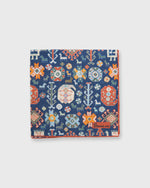 Load image into Gallery viewer, Linen Pocket Square in Navy/Ecru/Oregano/Sky/Brick Aztec Motif
