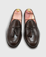 Load image into Gallery viewer, Italian Tassel Loafer Dark Brown Calfskin
