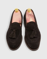 Load image into Gallery viewer, Italian Tassel Loafer Dark Chocolate Suede
