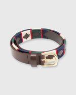 Load image into Gallery viewer, 1 1/8" Polo Belt Cream/Red/Navy/Green Chocolate Leather
