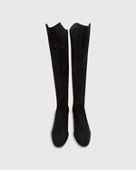 Load image into Gallery viewer, Heeled Pull-On Boot Black Suede
