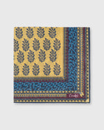 Load image into Gallery viewer, Hand-Rolled Pocket Square Yellow Gold/Blue Block Pine
