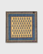 Load image into Gallery viewer, Hand-Rolled Pocket Square Yellow Gold/Blue Block Pine
