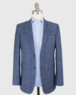Load image into Gallery viewer, Virgil No. 3 Jacket Navy/Sky/Spruce Glen Plaid Rustic Wool Blend Hopsack

