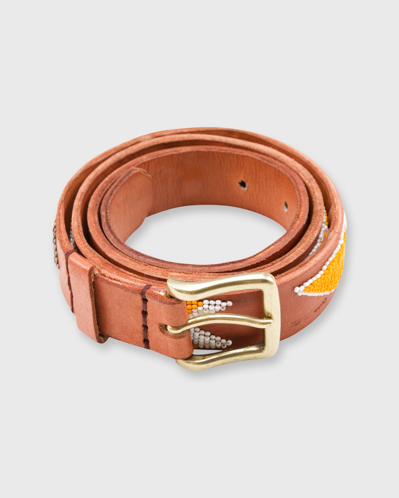 1.25" African Beaded Belt Light Orange/Grey Eagle Design