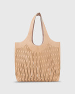 Load image into Gallery viewer, Reversible Laser-Cut Bucket Bag Camel/Blush Leather
