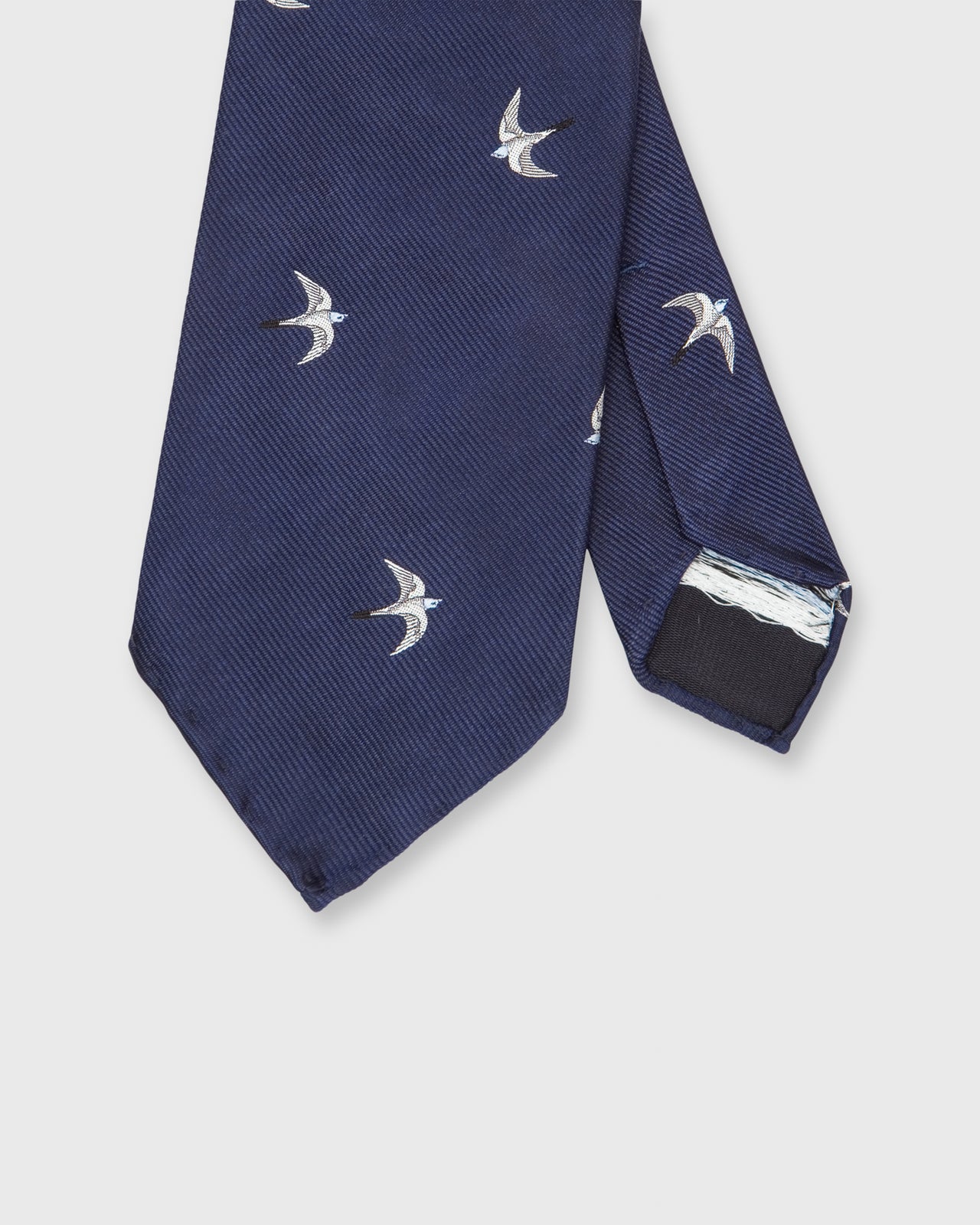 Silk Club Tie Navy/White/Sky Swallow