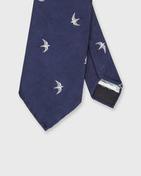 Silk Club Tie Navy/White/Sky Swallow