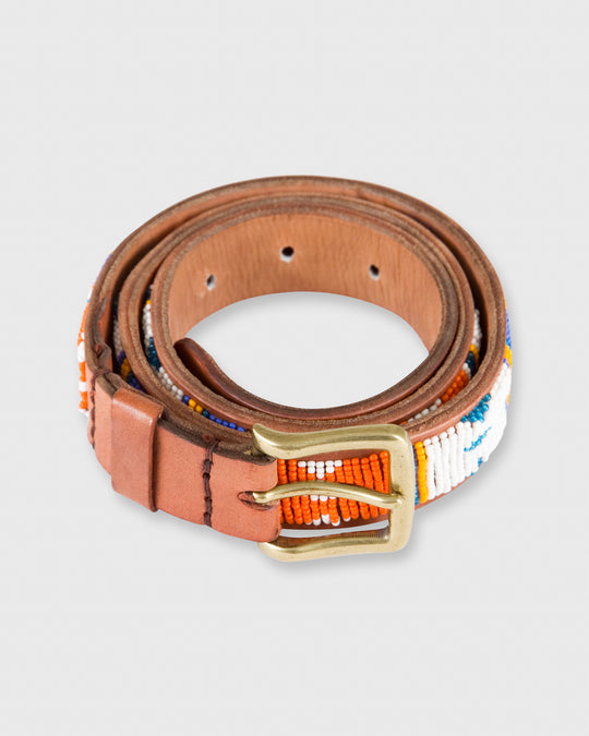 1.25" African Beaded Belt Blue/Orange Multi Kite Design