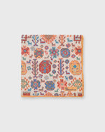 Load image into Gallery viewer, Linen Pocket Square in Natural/Olive/Blue/Gold Aztec Motif
