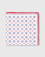 Load image into Gallery viewer, Cotton/Linen Print Pocket Square Natural/Red/Navy Floral
