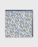 Load image into Gallery viewer, Cotton/Linen Print Pocket Square White/Navy/Olive Floral
