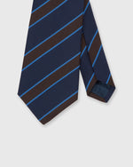 Load image into Gallery viewer, Irish Poplin Tie Navy/Chocolate/Sky Stripe
