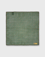 Load image into Gallery viewer, Hand-Rolled Pocket Square in Green/Brown/Yellow Oval Foulard
