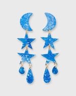 Load image into Gallery viewer, Large Twilight Earrings in Blue/Brass
